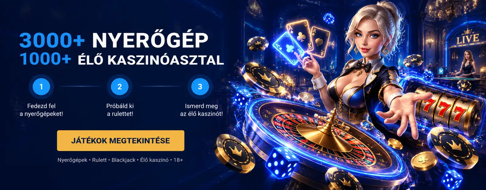 20Bet Casino játékok: 3000+ nyerőgép, rulett, blackjack és 1000+ élő kaszinóasztal